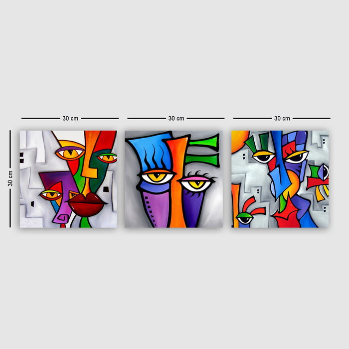 Wallity Faces Pintura Decorativa en Lienzo de 3 Piezas Wallity Faces Pintura Decorativa en Lienzo de 3 Piezas